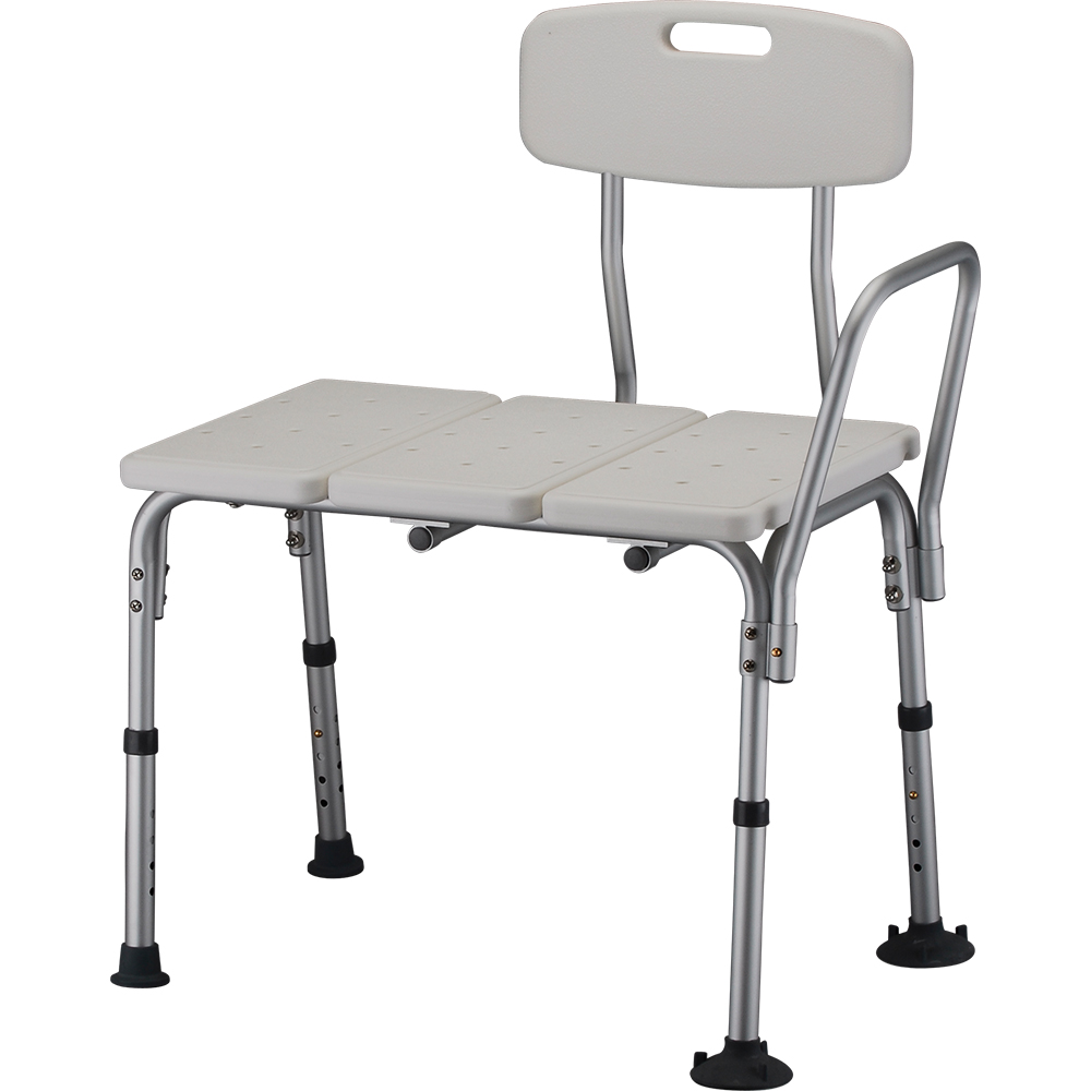 9071 MAIN White bath/shower chair with backrest and four adjustable metal legs for bathroom seating with non-slip tips